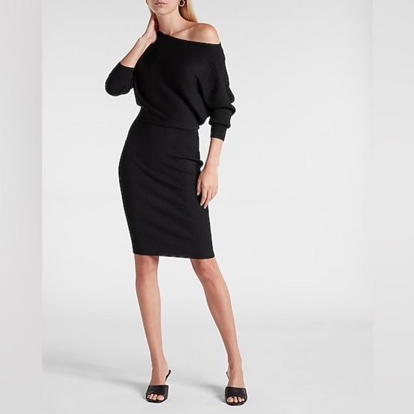 Express Dresses & Skirts - Express Off the Shoulder Midi Sweater Dress Size XL NWT